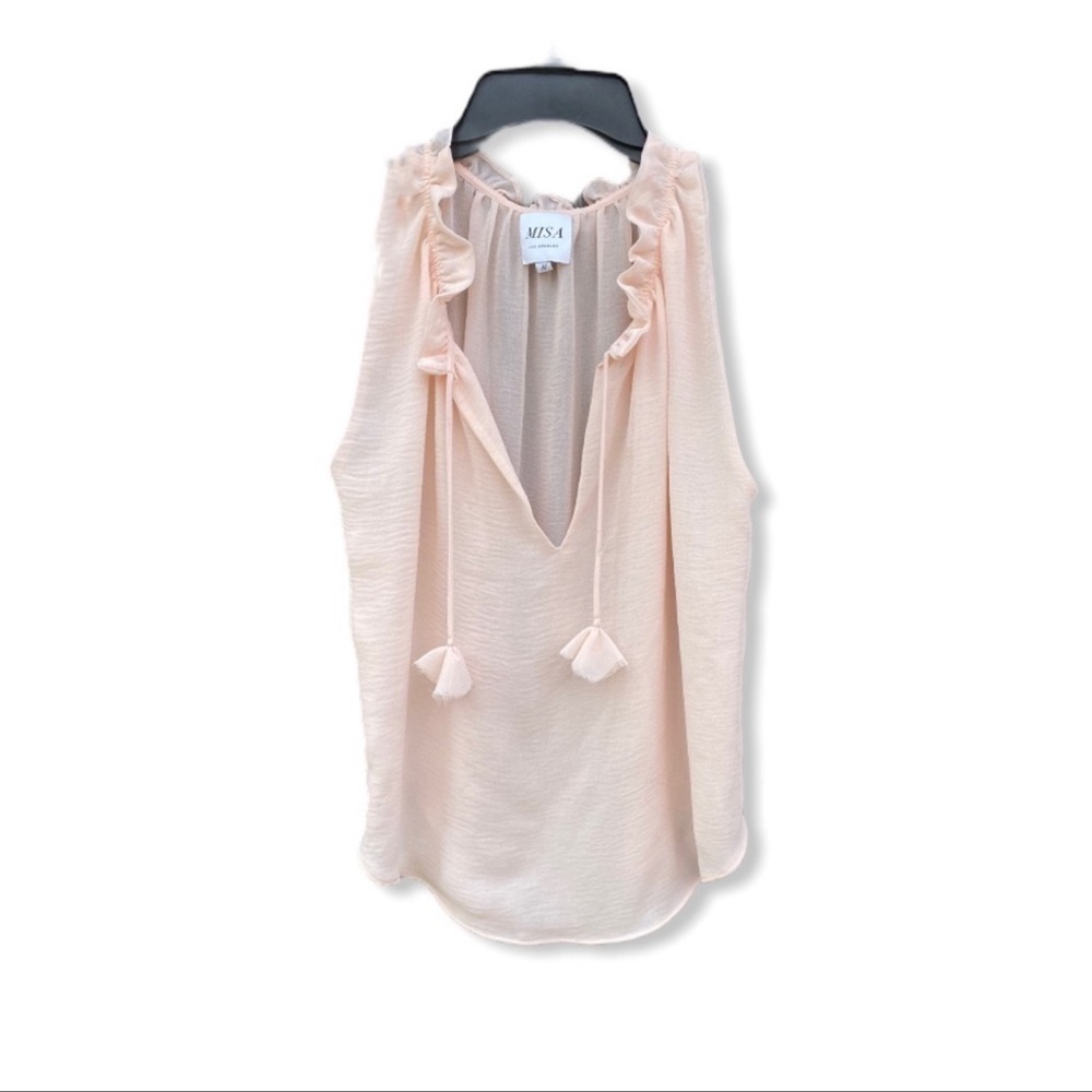 MISA Sleeveless Sheer Peach Blouse